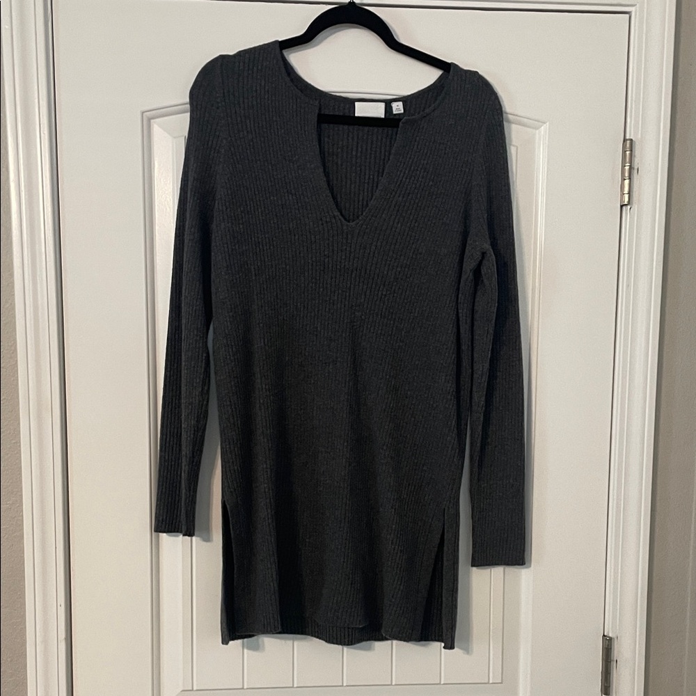Anthropologie Dark Gray V-Neck Sweater